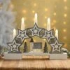 32cm Wooden Star & Village Candlebridge Light Arch