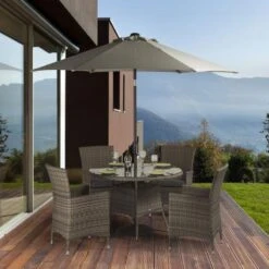 Supremo Barcelona 4 Seater Round Garden Dining Table Set