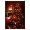 Lit Christmas Tree & Garland Scene - Fibre Optic Canvas Print - 40 X 60cm