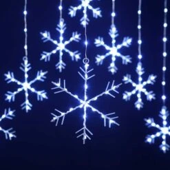 Christmas Snowflake Curtain Lights With Timer -Garden Gold Store festive snowflake curtain light white web