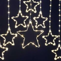 Christmas Star Curtain Lights With Timer -Garden Gold Store festive star curtain light warm white web