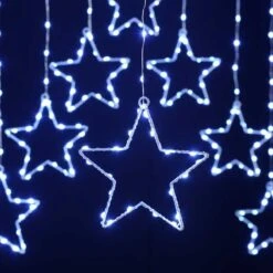 Christmas Star Curtain Lights With Timer -Garden Gold Store festive star curtain light white web