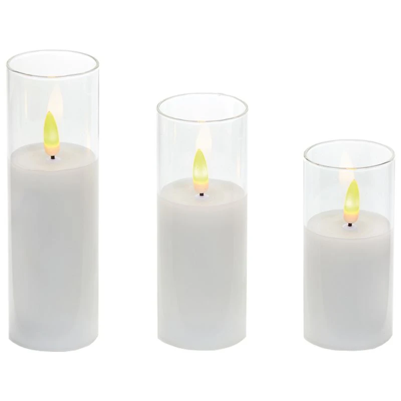Battery LED Flickabrights Narrow Glass Cup Candles With Timer 4 Battery LED Flickabrights Narrow Glass Cup Candles With Timer - Image 2