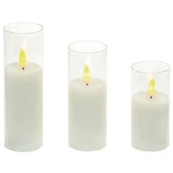 Battery LED Flickabrights Narrow Glass Cup Candles With Timer 10 Battery LED Flickabrights Narrow Glass Cup Candles With Timer -Garden Gold Store flickabrights narrow pearl glass cup web