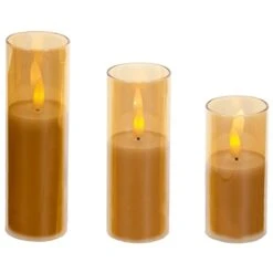 Battery LED Flickabrights Narrow Glass Cup Candles With Timer 11 Battery LED Flickabrights Narrow Glass Cup Candles With Timer -Garden Gold Store flickabrights narrow rose gold glass cup web