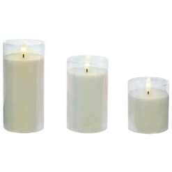 Battery LED Flickabrights Wide Glass Cup Candles With Timer 10 Battery LED Flickabrights Wide Glass Cup Candles With Timer -Garden Gold Store flickabrights pearl glass cup web