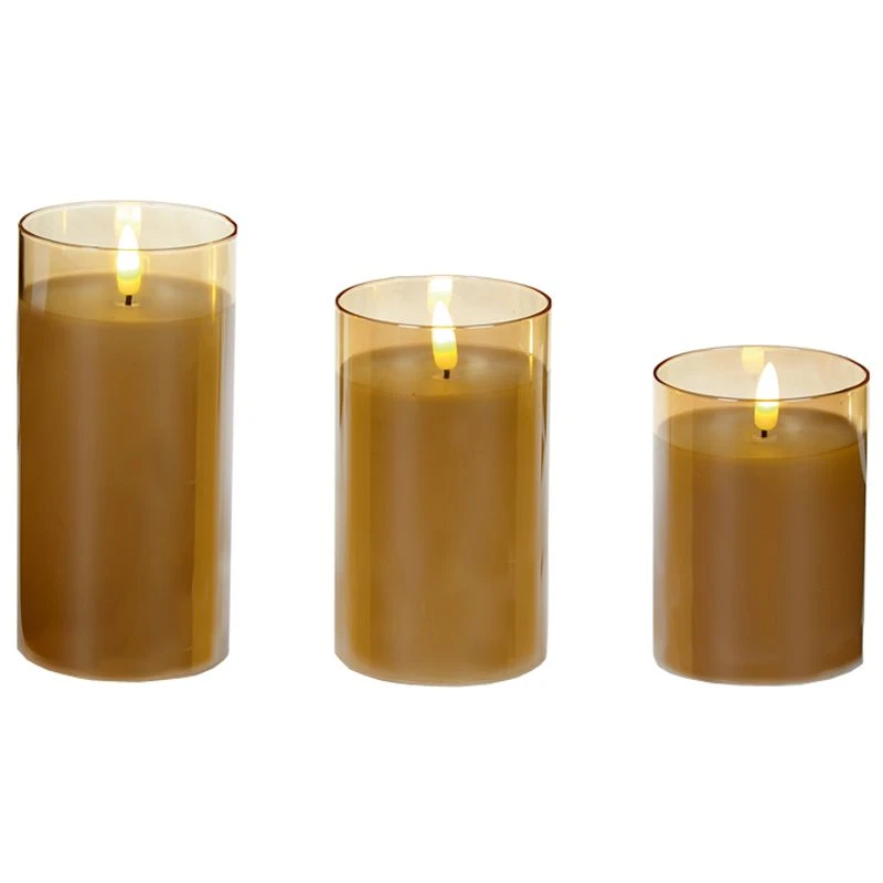 Battery LED Flickabrights Wide Glass Cup Candles With Timer 7 Battery LED Flickabrights Wide Glass Cup Candles With Timer - Image 5