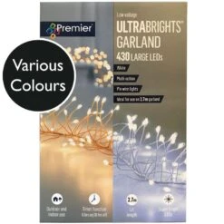 430 LED Ultrabrights Garland Lights On Pin Wire With Timer