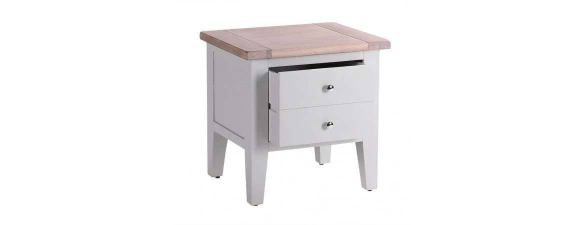 Chalked Oak/Grey 1 Drawer Lamp Table - Oak Furniture 4 Chalked Oak/Grey 1 Drawer Lamp Table - Oak Furniture - Image 2