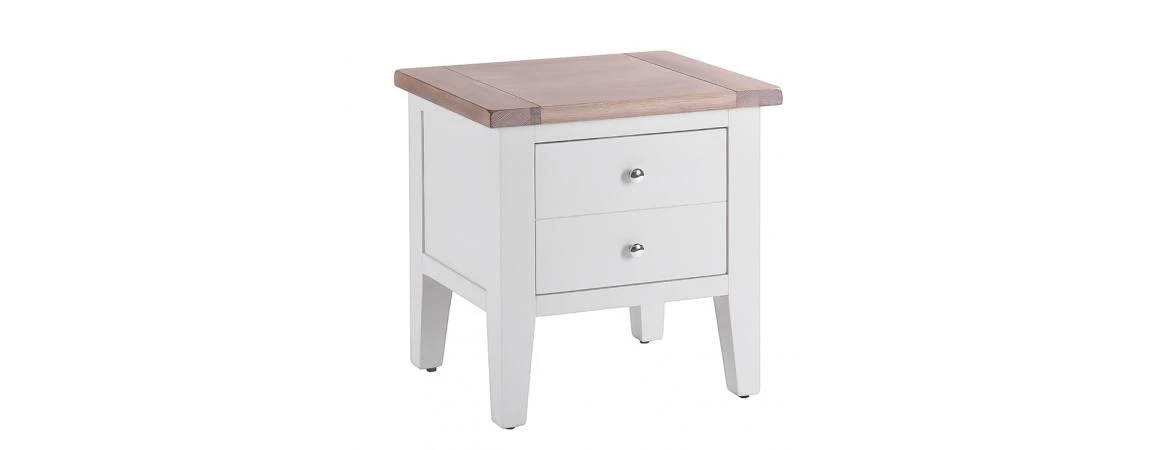 Chalked Oak/Grey 1 Drawer Lamp Table - Oak Furniture 3 Chalked Oak/Grey 1 Drawer Lamp Table - Oak Furniture