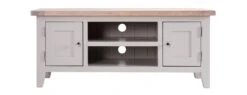 Chalked Oak/Grey 2 Door 1 Shelf TV Unit - Oak Furniture -Garden Gold Store gcw013 2