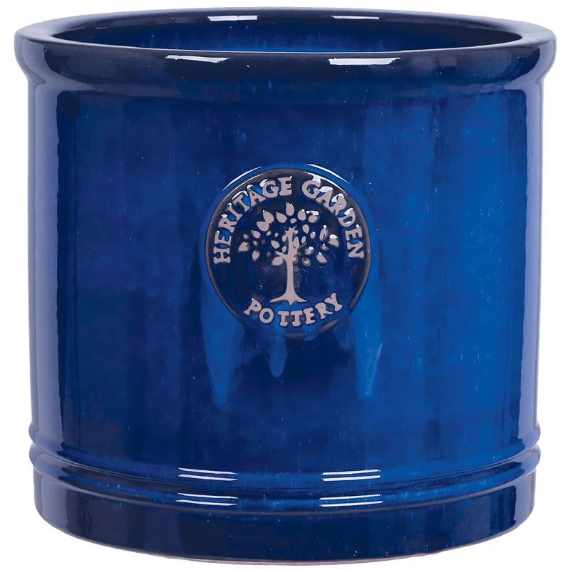 Heritage Blue Cylinder Pot Planter 3 Heritage Blue Cylinder Pot Planter