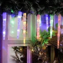 24 Colour Changing Icicle LED Lights On Clear Cable -Garden Gold Store icicle multi white light2 web
