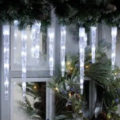 24 Colour Changing Icicle LED Lights On Clear Cable -Garden Gold Store icicle white ww light2 web