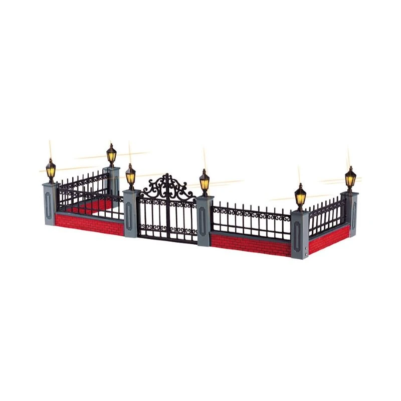 Lemax Lighted Wrought Iron Fence (Set Of 5) - Lighted Accessory 3 Lemax Lighted Wrought Iron Fence (Set Of 5) - Lighted Accessory
