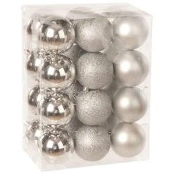 8cm Multi Finish Shatterproof Christmas Baubles (Pack Of 24) -Garden Gold Store p008009 silver web