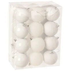8cm Multi Finish Shatterproof Christmas Baubles (Pack Of 24) -Garden Gold Store p008010 white web