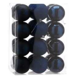 8cm Multi Finish Shatterproof Christmas Baubles (Pack Of 24) -Garden Gold Store p040947 dark navy web