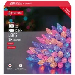 300 LED Pine Cone String Lights With Timer -Garden Gold Store pine cone lights 300 rainbow web