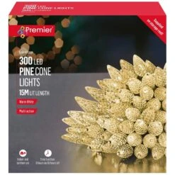 300 LED Pine Cone String Lights With Timer -Garden Gold Store pine cone lights 300 warm white web