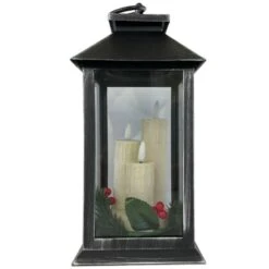 Flickering Flame 27cm Battery Lantern - 3 Assorted Colours -Garden Gold Store premier flickabrights lantern silver web