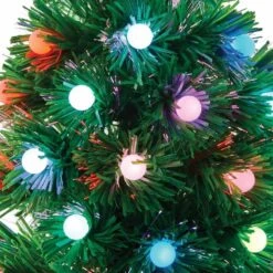 Multi Coloured LED Fibre Optic Ball Christmas Tree -Garden Gold Store premier fo tree ft1803047 close up