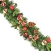 Red Bow Artificial Christmas Garland With Baubles & Cones - 1.8m