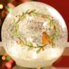 Festive Lit Crackle Effect Ball - Robin Scene
