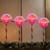 Festive 'Santa Stop Here!' Sign Stake Lights - 4 Pack